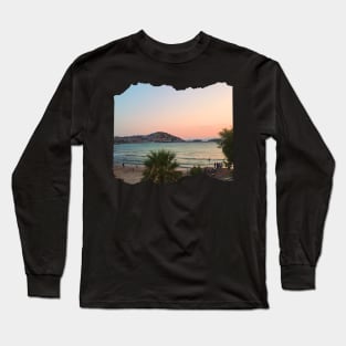 Beautiful photography of ocean waves and sunset sky landscape Aegean sea nature lovers Long Sleeve T-Shirt